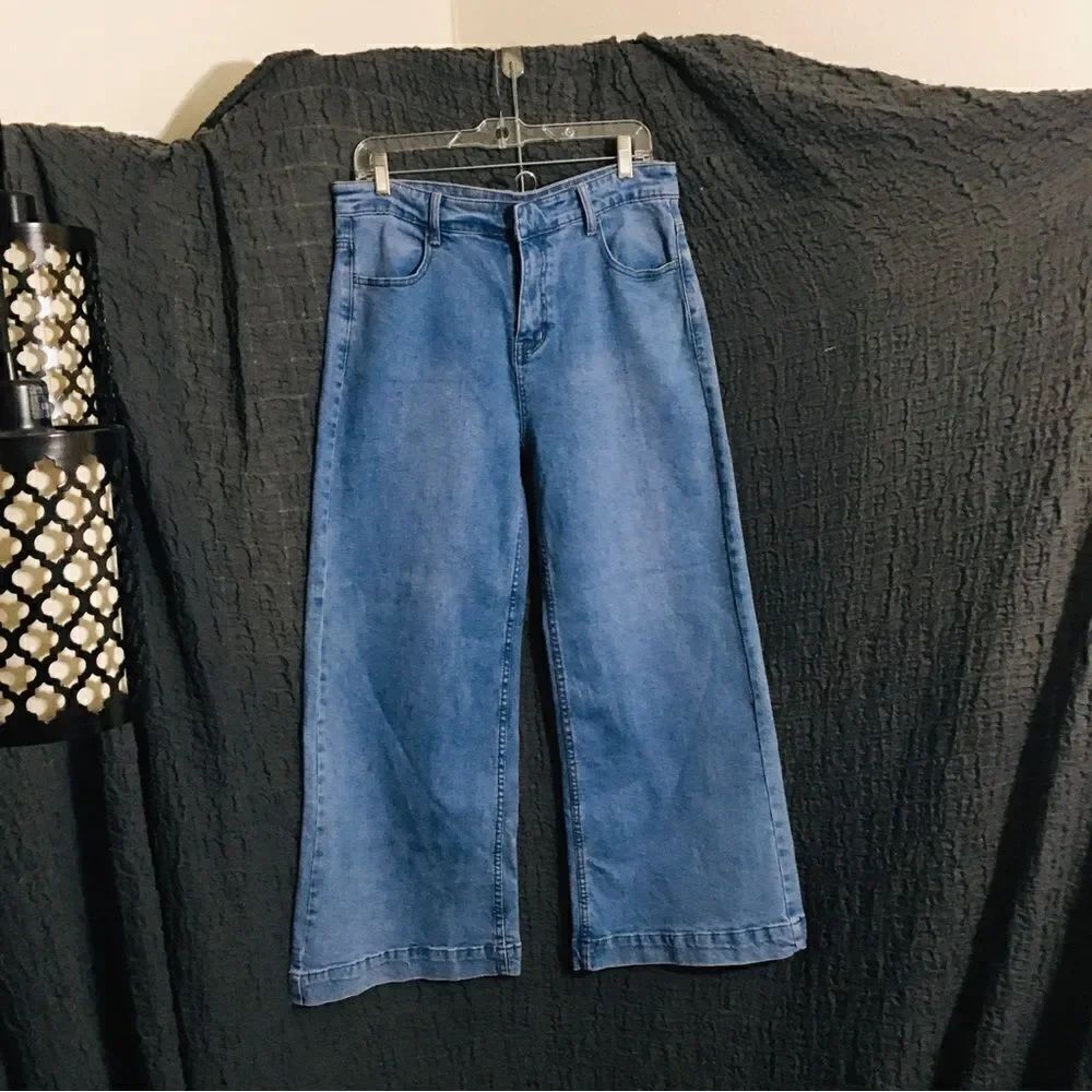 Gianni Bini Blue Wide Flared Jeans Size Large